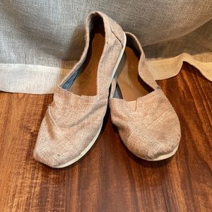 TOMS Sparkly Rose Gold Ballet Pink Slip On Flats
